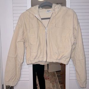 BDG - Ivory/Cream Urban Outfitters Corduroy Crop Hooded Jacket - XS